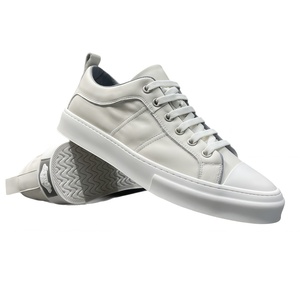 Baskets basses décontractées en cuir véritable blanc uni à lacets pour hommes, style luxe léger, respirantes <span class=keywords><strong>et</strong></span> polyvalentes - Product Image 5