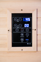 Salle de sauna infrarouge moderne de luxe, installation facile, chaise de sauna confortable, bois de pruche massif, fonction vapeur sèche, sauna accessible, luxe