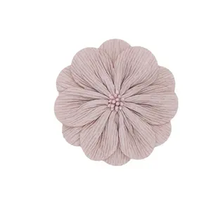 2024 China supplier yarn handmade chiffon flower hair clip artificial pink white satin rose petals silk flowers