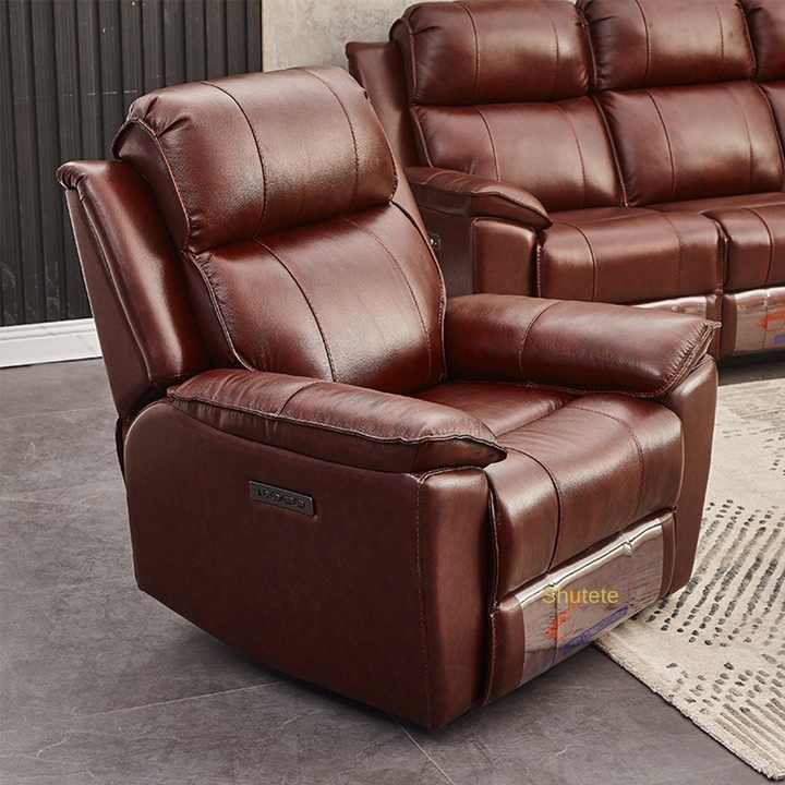 Single Seat Manual PU Leather Power Recliner Sofa Chair Set with 8 Points Massage Manufacturer Supplied Manual Ergonomic Air