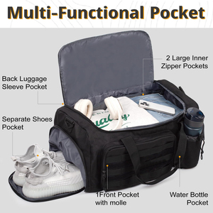 Bolsa Deportiva Táctica <span class=keywords><strong>de</strong></span> Viaje/Gimnasio/Despliegue con Compartimento Impermeable para Zapatos + Bolsillo para Ropa Mojada, Bolsa <span class=keywords><strong>de</strong></span> Lona Grande para Deportes - Product Image 4