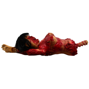 Décoration de torse de zombie féminin sanglant en latex pour Halloween, avec visage semi-avarié et colonne vertébrale exposée, accessoire double usage à suspendre ou ornement de table - Product Image 4