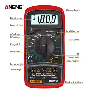 Multimètre numérique portable AN8205C avec écran LCD rétroéclairé, testeur d'ampèremètre et d'ohmmètre - Product Image 5