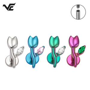 <span class=keywords><strong>VIEN</strong></span> Jewellery ZPO-093 G23 Joyería de Titanio de Moda para Piercings, Flor de Rosa con Circonita Cúbica, Piercing para Labio, Hélix, Oreja y Cuerpo - Product Image 1