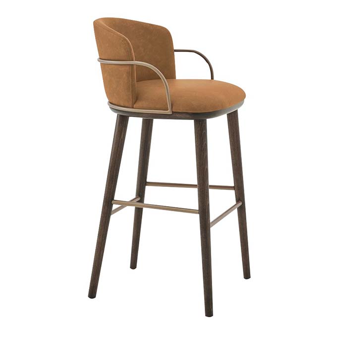 Tabouret de bar en cuir Pu à base dorée, design italien, nouveau style, housse en tissu, pieds en métal blanc, chaises hautes pour hôtel, maison, cuisine