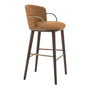 Tabourets de bar en cuir PU à base dorée, design italien, nouveau style, revêtement en tissu, pieds en métal blanc, chaises hautes pour hôtel, maison, cuisine - Product Image 1