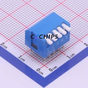 DPL-05BLP DIP Switch Through hole Component (THT) Switch Piano Key Single Pole Single Throw 5 PC Pin - Product Image 1