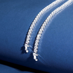 Pulsera de plata de primera ley y circón para hombre, brazalete, plata esterlina 925, Circonia cúbica, zirconia, circonita, zirconita, estilo Hip Hop, 1 fila, 4mm - Product Image 5