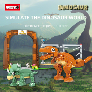 Woma <strong>Toys</strong> Dinosaur World <strong>Building</strong> <strong>Blocks</strong> Set <strong>Toy</strong> Dinosaurs with Transport Vehicle and 2 Jurassic Dinosaur Mini Figure (19041) - Product Image 4