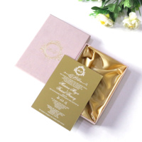 Boîte d'invitation de mariage musulmane de luxe, boîte cadeau en velours avec doublure en satin, carte d'invitation en acrylique avec dorure à chaud, papeterie de mariage islamique