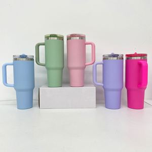Vaso Térmico de Viaje de 40oz, Antiderrames, de Acero Inoxidable, con Tapa Abatible Blanca, para Sublimación, con Asa - Product Image 5