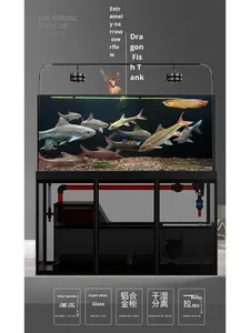 Aquarium rectangulaire ultra-fin moderne avec filtre de fond, verre ultra-blanc pour salon, débordement arrière pour <span class=keywords><strong>Ranchu</strong></span> - Product Image 3