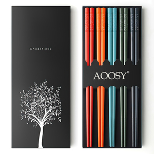 Palillos chinos reutilizables de fibra de vidrio de color rojo,azul y verde, juego de palillos para ramen y sushi personalizados - Product Image 5