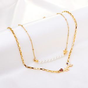 Collier pendentif luxueux en acier inoxydable plaqué or 18 carats, joli collier à plusieurs couches pour femme, 2022 - Product Image 5