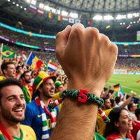 Gelang Nomor Tim Olahraga yang Dipersonalisasi Warna Bendera Negara Kustom Gelang Digit yang Dapat Disesuaikan untuk Suvenir Penggemar Hadiah Atlet