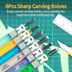 Outils de sculpture sur <span class=keywords><strong>bois</strong></span> en acier inoxydable pour sculpteurs débutants - Étui rigide en plastique polyvalent pour la sculpture de citrouilles - Product Image 2