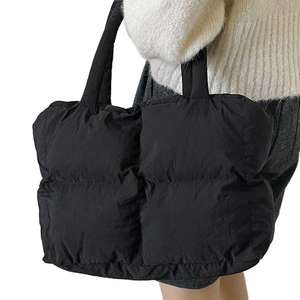 Up to 1L Custom Puffer Quilted Open Tote Bag Unisex Soft Aesthetic <b>Shoulder</b> Handbag Luxury Fashionable <b>Padded</b> Shopping - Product Image 5
