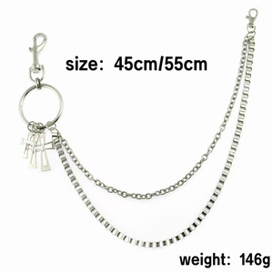 Hot Selling Personalized Men's Pants <b>Chain</b> Multi Layer Alloy Silver Plated Cross Pendant <b>Waist</b> Hanging <b>Chain</b> Fashion Jewelry - Product Image 2