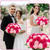 Großhandel Künstliche Blumen Rote Rosa Seiden-Rosenblätter Langstielige Rosen für Valentinstag Hochzeitsstrauß Heim- und Partydekoration