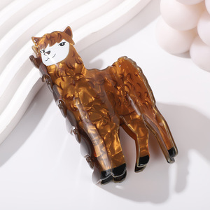 Pinza para el pelo de acrílico con diseño creativo de animales (oveja, ardilla, caballo) y garra de tiburón, elegante y moderna, para niños - Product Image 3