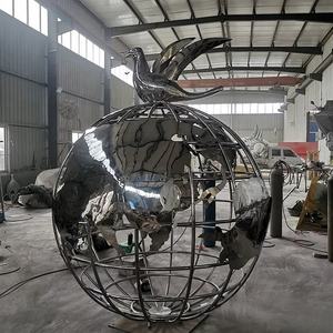 Escultura de Globo Terráqueo de Acero Inoxidable, Estatua de la Tierra en Forma de Esfera Metálica, Decoración de Jardín Grande Personalizada para Exteriores - Product Image 6