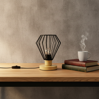 Nueva Lámpara de Mesa Moderna con Barra de Madera Vintage y Alambre de Hierro, 220V, LED Creativa para Decoración del Hogar
