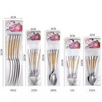 Offre spéciale, ensemble de couverts réutilisables multicolores en acier inoxydable de 6 pièces pour restaurant à domicile, ensemble de couverts à couteau, fourchette et cuillère