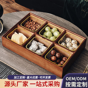 Wooden Nut And Snack <b>Storage</b> Box Multi Compartment Rectangular 6.5cm Home Living Room Desktop Fruit Candy Melon <b>Seeds</b> Organizer - Product Image 5