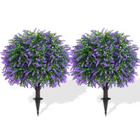 Boule de lavande artificielle résistante aux UV SPR, fausse plante grimpante violette avec piquet de fixation pour la décoration intérieure et extérieure du jardin