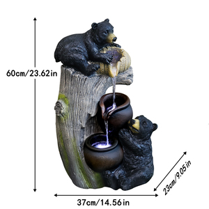 Gran oferta, fuente de cascada de resina de oso negro bonito con iluminación LED, diseño de tocón de árbol Natural para decoración Zen interior y exterior - Product Image 6