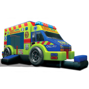 Castillo Inflable con Tobogán de Ambulancia de Rescate para Primeros Respondientes, Castillo Hinchable de Emergencia 911 en Venta - Product Image 2