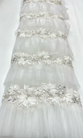 NI.AI Nouveau style Tissu en dentelle à sequins géométriques brodés, entièrement recouvert de sequins, tissu en dentelle perlée courte avec sequins