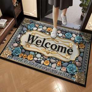พรมเช็ดเท้าลายดอกไม้ทันสมัย ใยโพลีเอสเตอร์ สำหรับใช้ภายในอาคาร รูปทรงสี่เหลี่ยมผืนผ้า คุณภาพสูง ลายที่ 1 ลายที่ 2 ลายที่ 3 ลายที่ 4 - Product Image 5