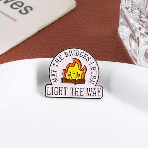 May Bridges I Burn Light Way Broches <span class=keywords><strong>de</strong></span> aleación <span class=keywords><strong>de</strong></span> zinc fundido con diseño <span class=keywords><strong>de</strong></span> llama <span class=keywords><strong>de</strong></span> dibujos animados, insignias para solapa <span class=keywords><strong>de</strong></span> bolsos, regalo <span class=keywords><strong>de</strong></span> joyería para amigos, negro - Product Image 2