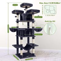 Torre para Gatos Starmoon para Gatos de Interior, com Arranhador, Rede, 3 Plataformas, 2 Casas e 2 Cestas Suspensas