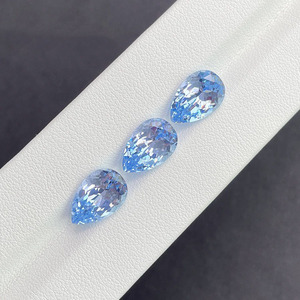 Gema suelta de espinela cultivada en laboratorio con forma de pera, color azul aguamarina Santa María, corte pavilón de alta precisión para joyería personalizada - Product Image 4