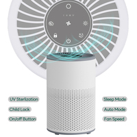 Penjernih Udara Kamar Tidur Rumah dengan Filter HEPA H13, Ultra Senyap, Sentuhan Pintar, dan Sensor Kualitas Udara untuk Hewan Peliharaan dan Debu