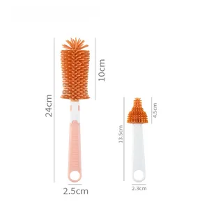 2PCS/Set Eco-Friendly Silicone Baby <b>Bottle</b> <b>Brush</b> Set Soft Bristles 360 Degree Rotation Baby Feeding Nipples Cups Vacuum Zenidoo - Product Image 6