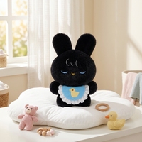 Peluche personnalisée de lapin noir, jouet en peluche brodé OEM ODM pour la promotion de marques et de personnages IP