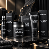 Kit de Soins Masculins Fermentés : Roll-on Contour des Yeux à la Caféine, Crème Raffermissante aux Peptides, Nettoyant Visage Contrôle Sébum – Produits en Gros du Fabricant