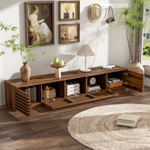 Soporte de TV Moderno Ajustable de Madera para Televisores de hasta 80 Pulgadas, Centro de Entretenimiento con Gestión de Cables y Bisagras de Cierre Suave para Sala de Estar - Product Image 2