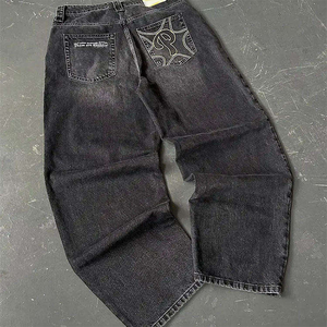 Jeans Streetwear Personnalisés Brodés en Gros pour Hommes – Coupe Droite Y2K, Baggy, Délavé à l'Acide, Vintage, Grandes Tailles - Product Image 2