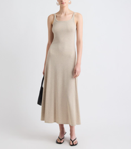 Vestido MIDI acanalado informal bohemio sin mangas, cintura elástica, cuello cuadrado, tejido, diseño sólido para primavera, verano, otoño, día <span class=keywords><strong>OOTD</strong></span> - Product Image 1