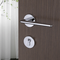 Juego de Manijas de Puerta Modernas de Latón Sólido con Cerraduras de Embutir para Apartamentos, Villas, Habitaciones de Hotel, Entrada, Privacidad, Manija Mecánica con Cerradura