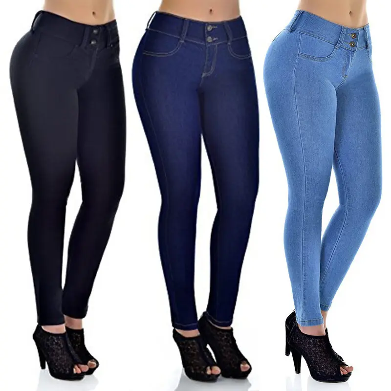 Bán Buôn Phụ Nữ Trạm Mùa Thu Mùa Đông Nước Rửa Cộng Với Kích Thước Cao Eo Baggy Quần Skinny Quần Jeans Cho Phụ Nữ
