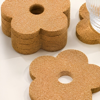 Sous-verres en liège personnalisés en forme de fleur OEM ODM, sous-verres absorbants en liège naturel, sous-verres avec logo personnalisé