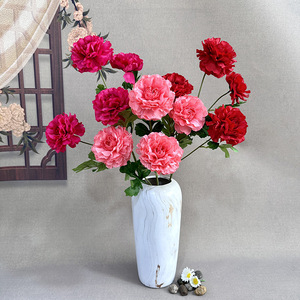 Fleurs artificielles en soie Queyiyi, lotus à 4 têtes, décoration murale ronde pour mariage, décoration de la maison - Product Image 1