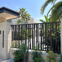 Barandilla Moderna de Aleación de Aluminio para Exteriores, Valla de Seguridad de 6 Pies de Altura, Muro de Contención para Patio de Villa, con Recubrimiento en Polvo y Modelado 3D