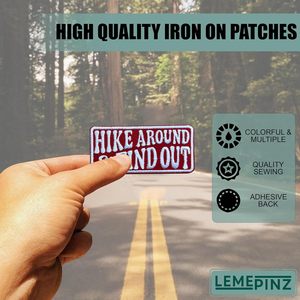 Hike Around & Find Out Embroidery <b>Patch</b> 3 Inches Iron <b>On</b> <b>Sew</b> <b>On</b> Travel Applique <b>Patch</b> Bags - Product Image 4