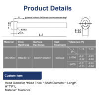 Pasador expulsor recto nitrurado 38CrMoAl estándar DME para molde de conector de precisión, punta de 0.8-1.9mm para molde de piezas electrónicas